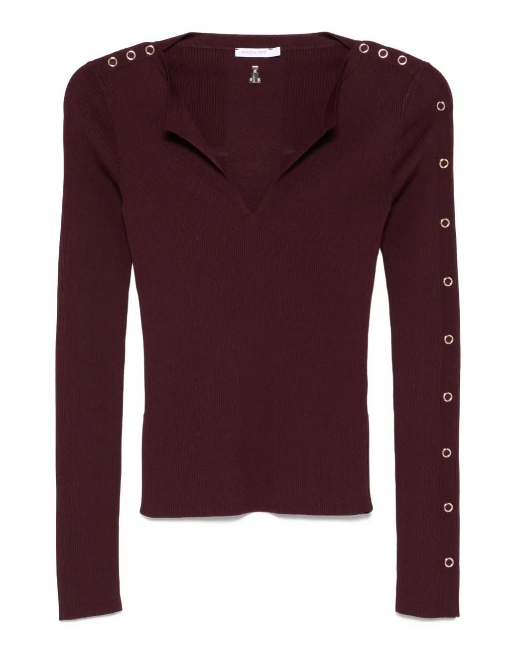 Patrizia Pepe Purple V-Neck Ribbed Sweatshirt