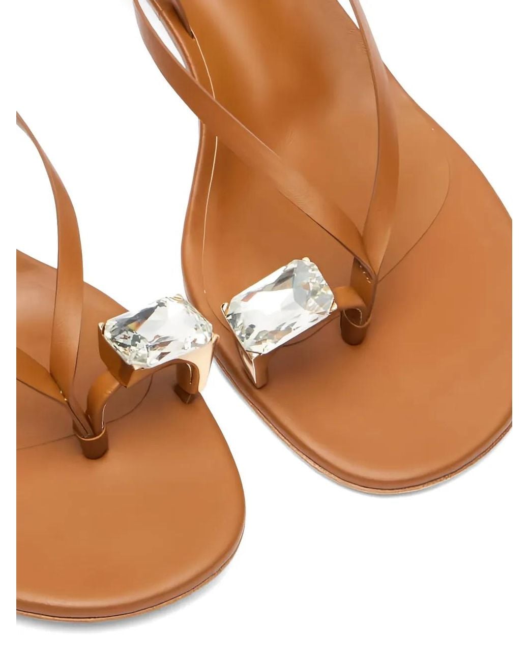 Casadei Brown Julia Crystal-Embellished Leather Sandals