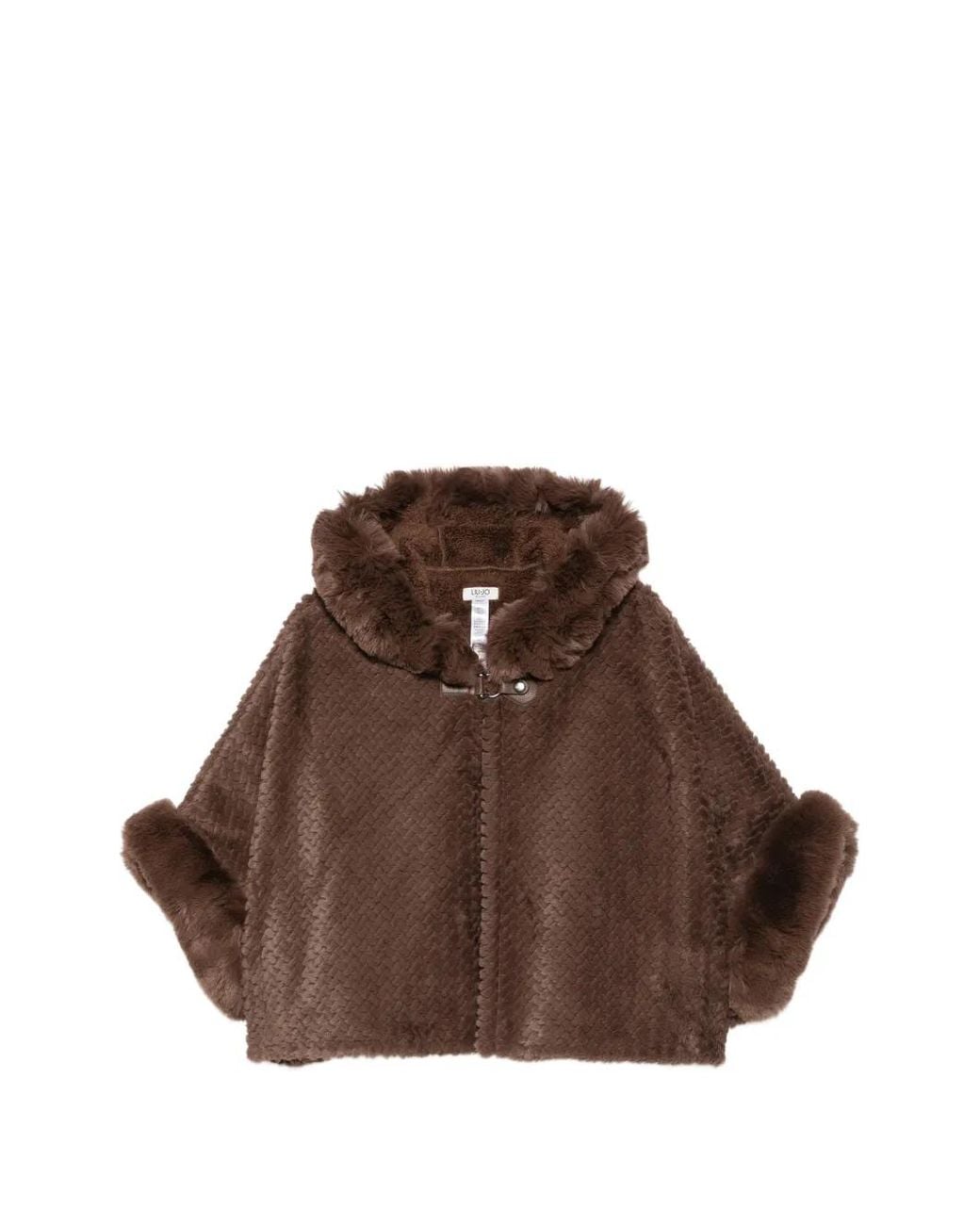 Liu Jo Brown Faux-Fur Hooded Cape