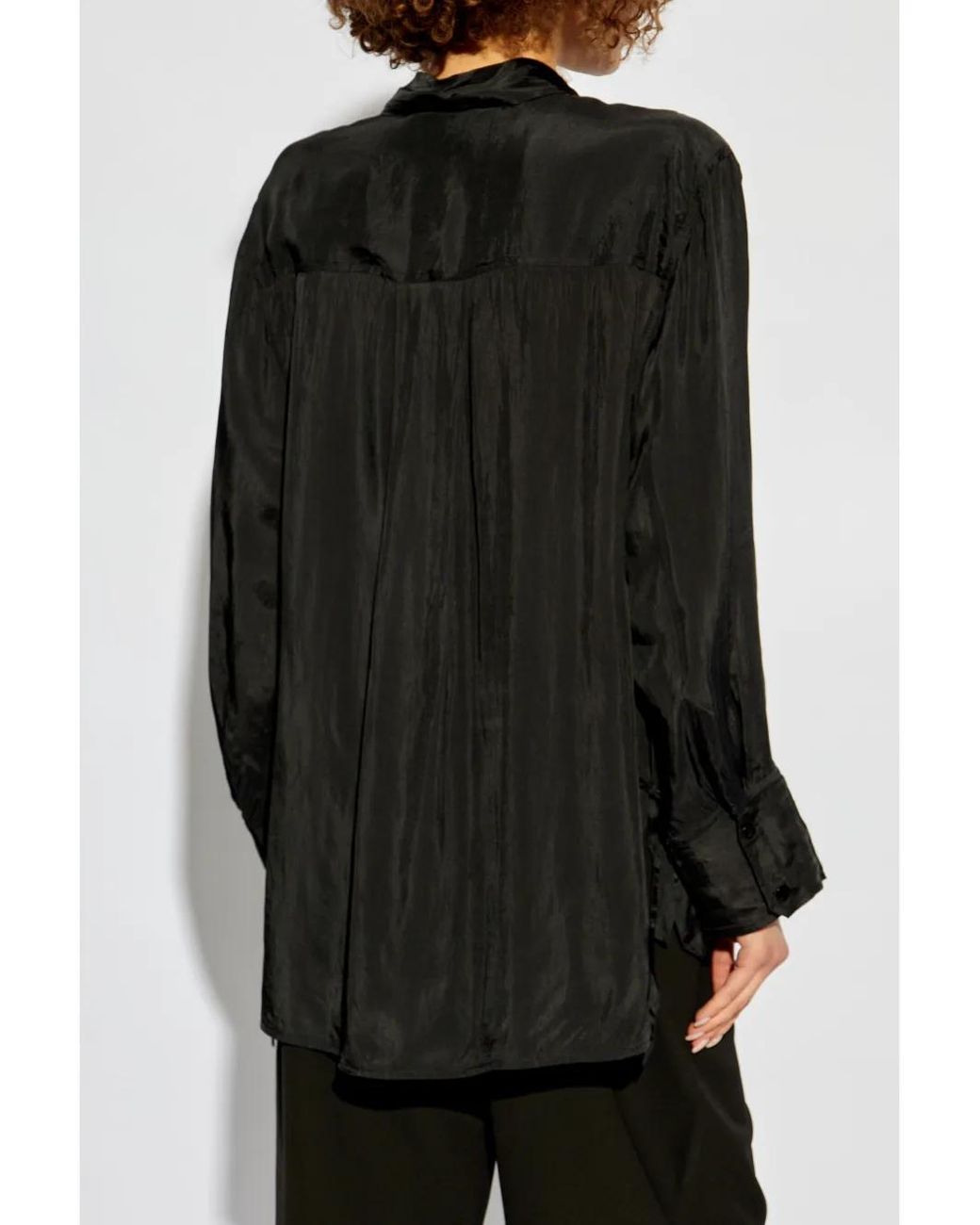 Ganni Black Crinkled Finish Shirt