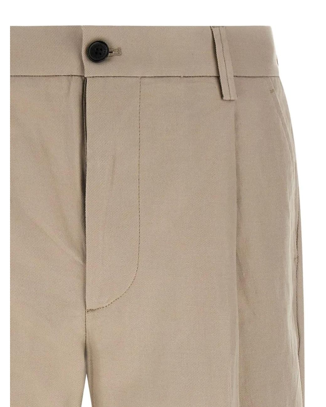 Department 5 Natural Logo-Patch Pleated Trousers for men