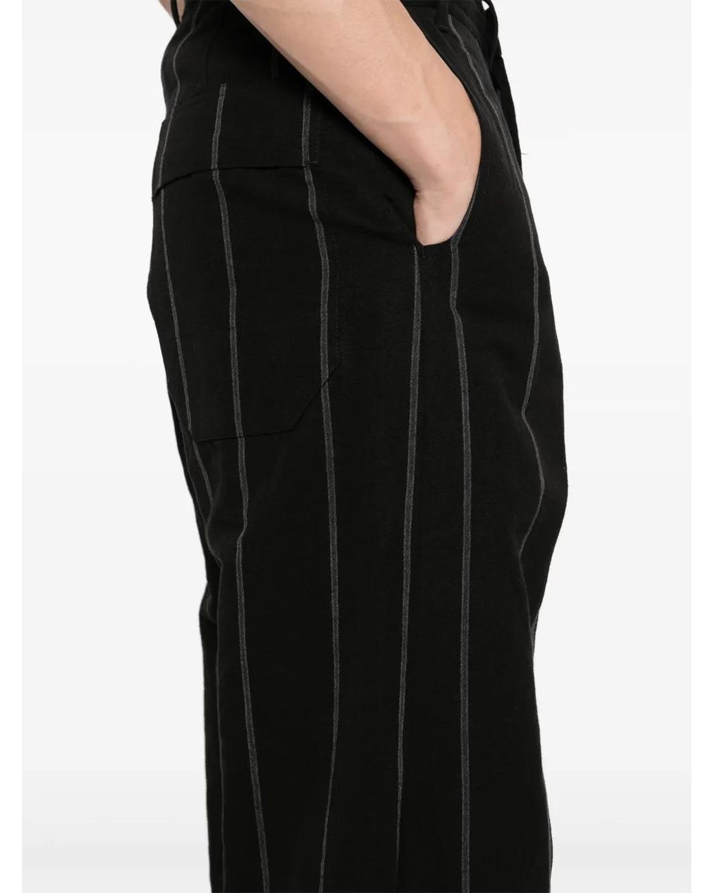 Jan Jan Van Essche Black Stripped Trousers for men