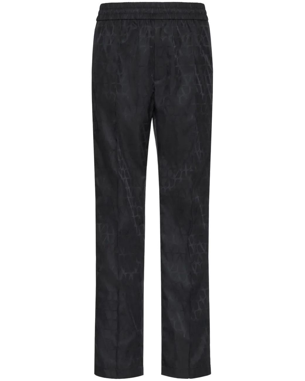 Valentino Garavani Black Toile Iconographe Straight-Leg Trousers for men