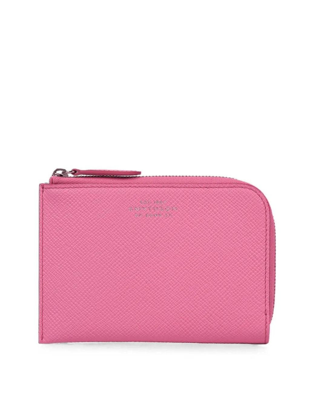 Smythson Pink Small Zip-Up Wallet