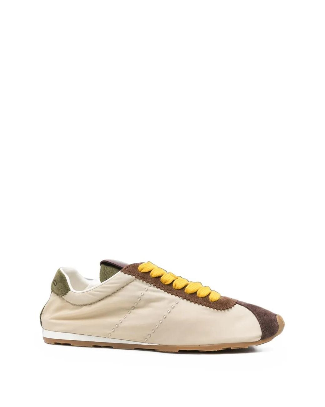 Miu Miu Natural Suede-Trim Panelled Sneakers