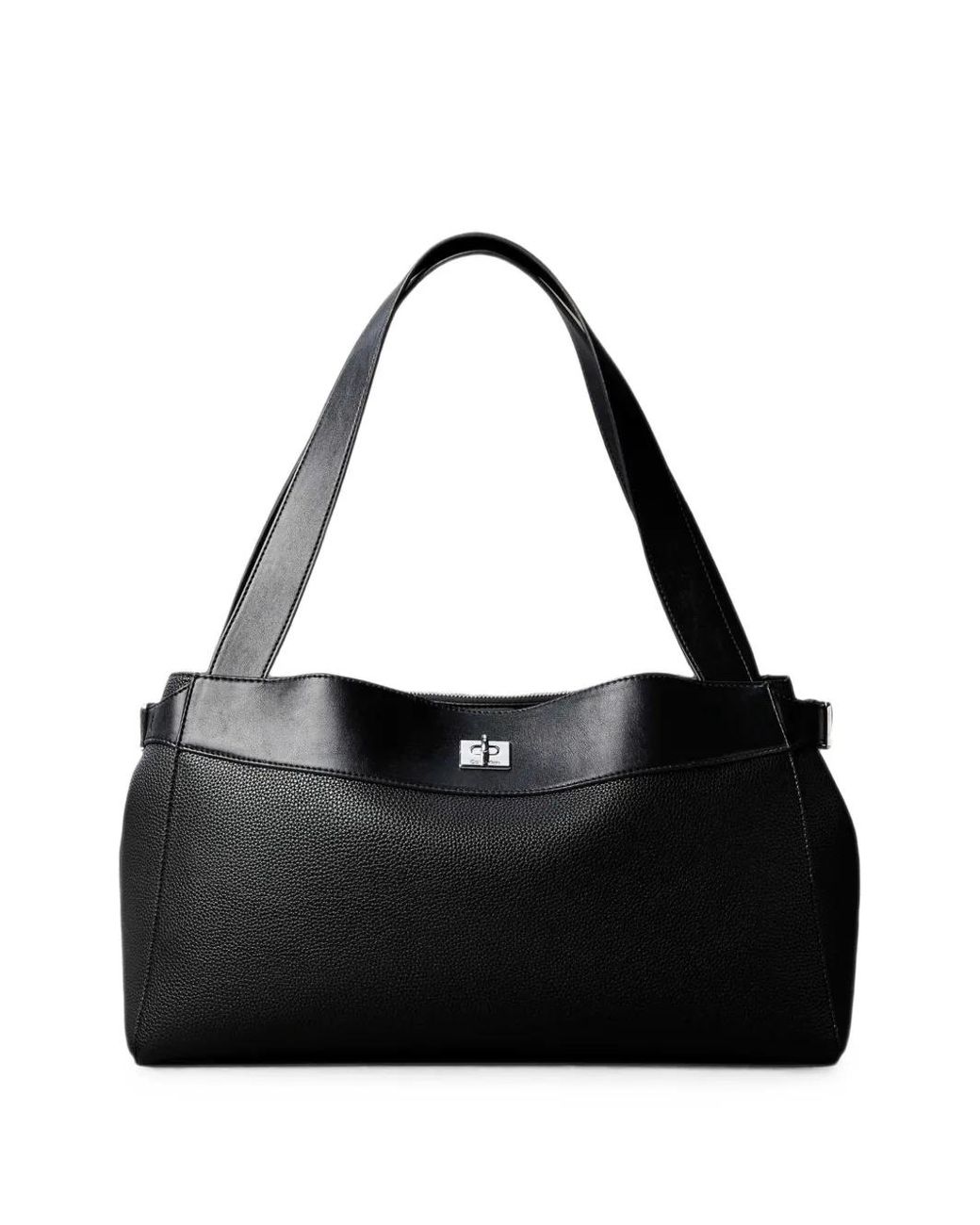 Calvin Klein Black Signature Turn-Lock Tote Bag
