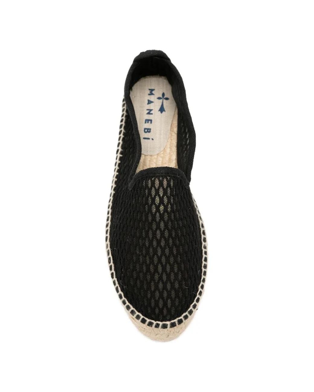 Manebí Black Mesh-Knit Platform Espadrilles