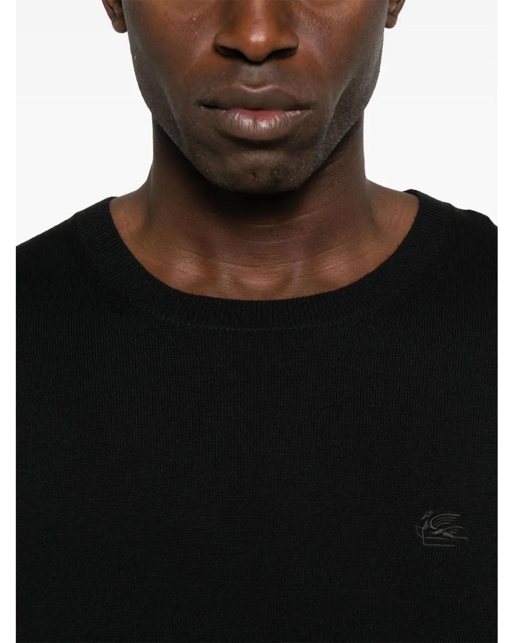 Etro Black Embroidered-Logo Sweater for men