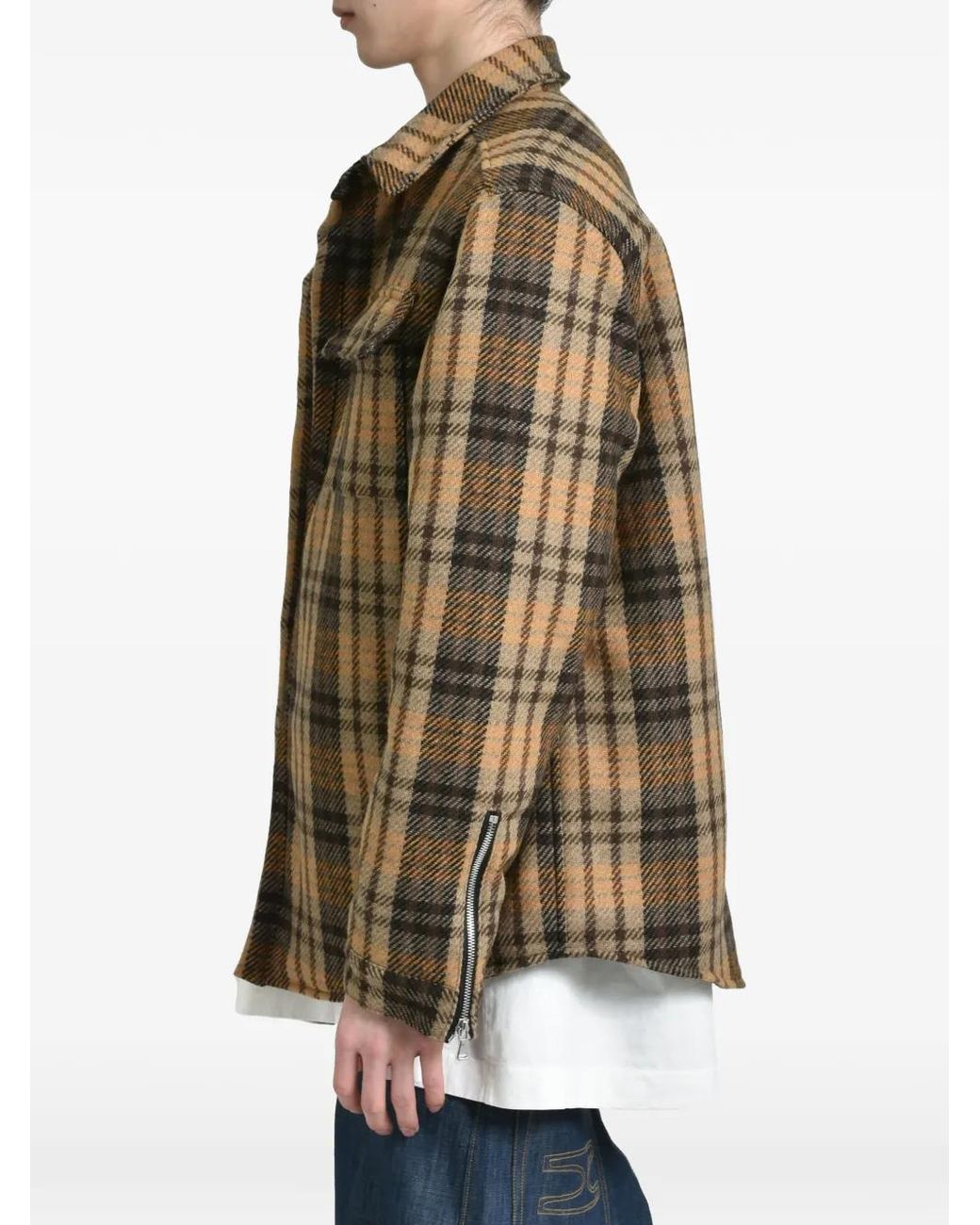 The Edge of Earth™ Brown Check-Pattern Zip-Detail Jacket for men