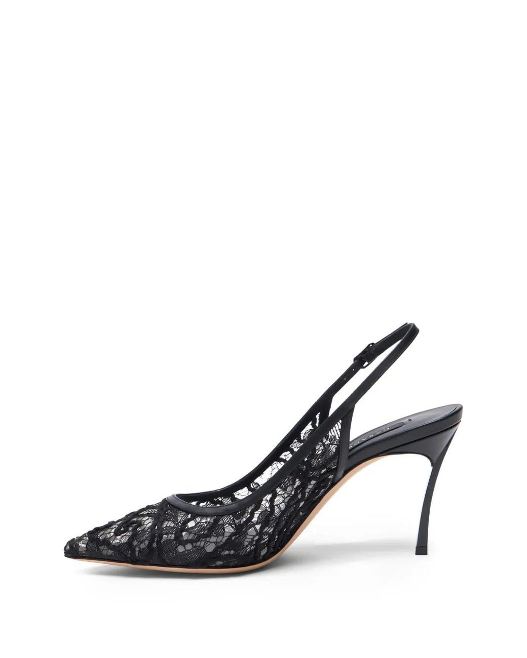 Casadei White Chantilly Blade Lace Heel Pumps