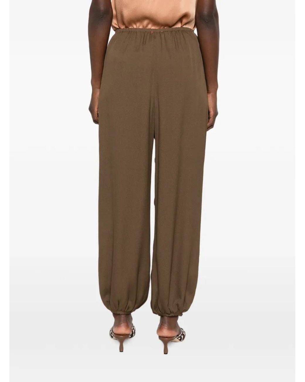 Forte_forte Brown Drawstring-Waist Elasticated-Hem Trousers