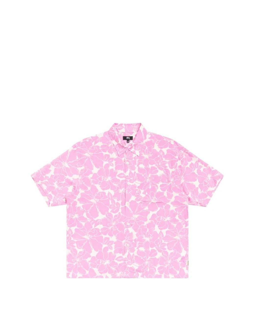 Stussy Pink Floral-Print Short-Sleeve Shirt