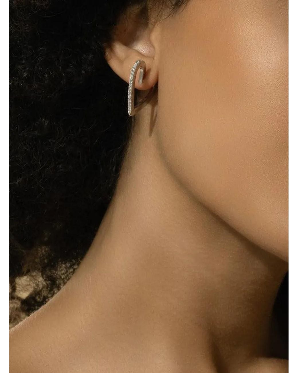 CADAR White Endless Heart Diamond Hoop Earrings