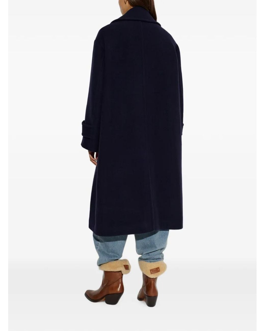 Chloé Blue Double-Breasted Wool Coat