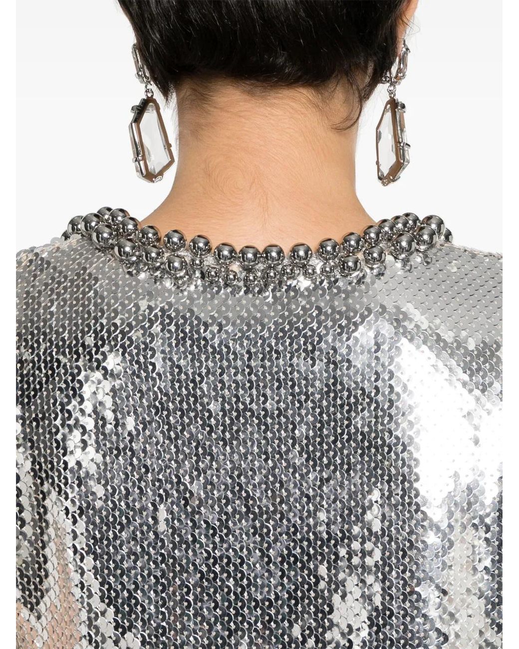 Rabanne Gray Sequin-Embellished Top