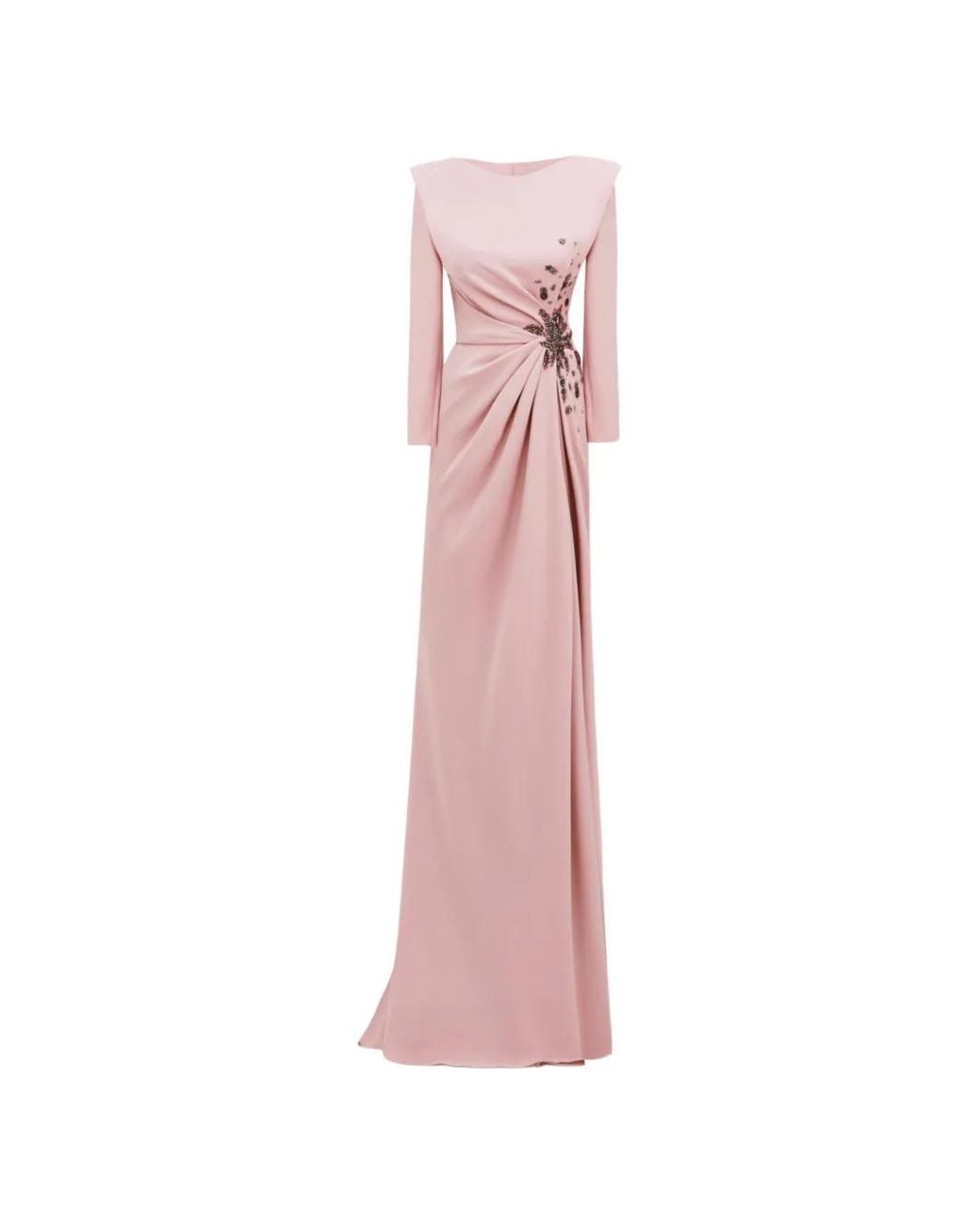 Gemy Maalouf Pink Structured-Shoulders Maxi Dress