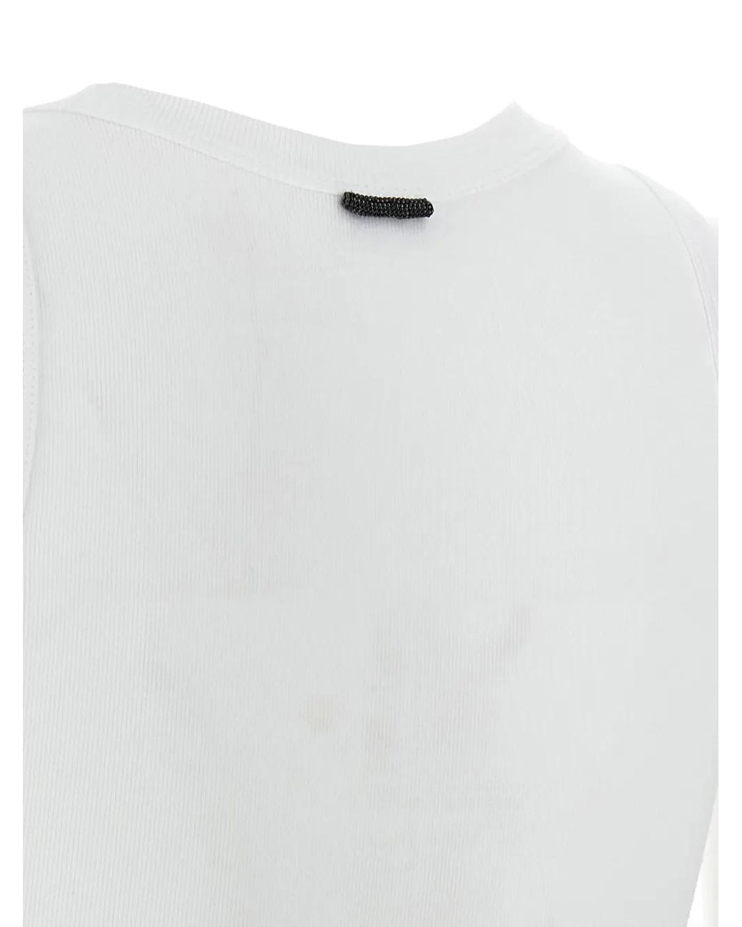 Brunello Cucinelli Geribbeld Top in het White