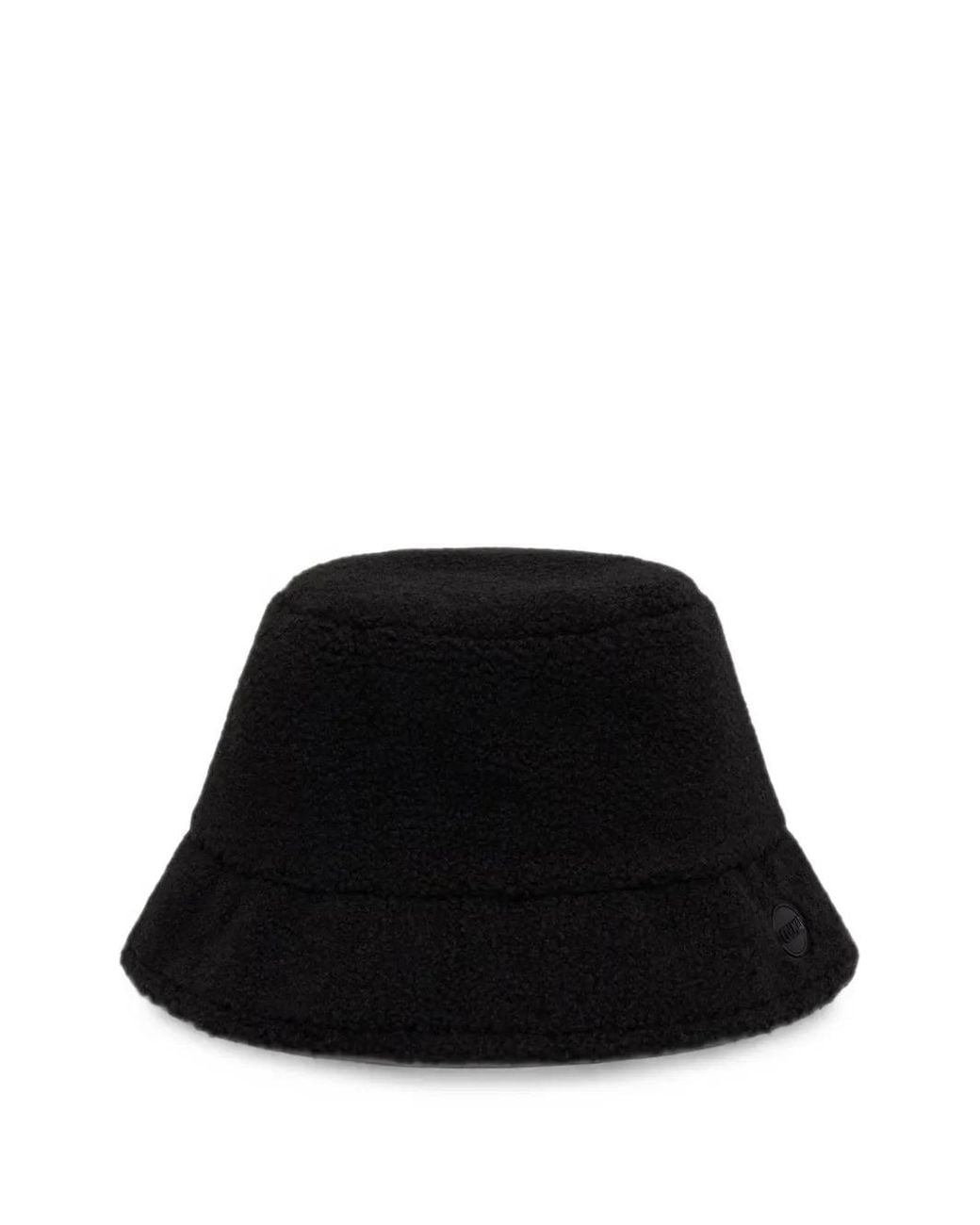 Colmar Black Teddy Fleece-Texture Logo-Patch Bucket Hat