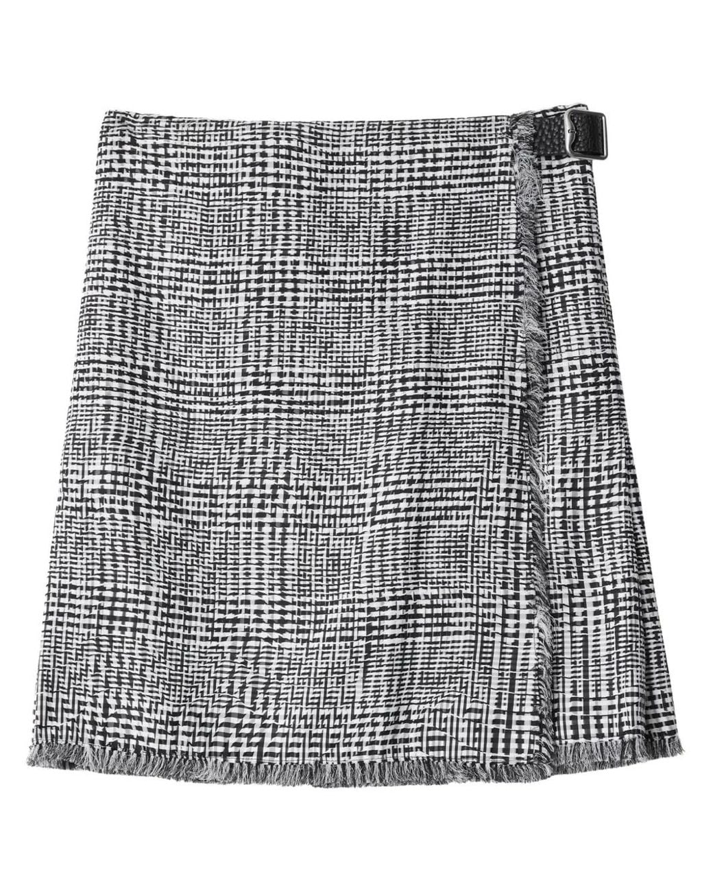 Burberry Gray Plaid-Check Fringed Miniskirt