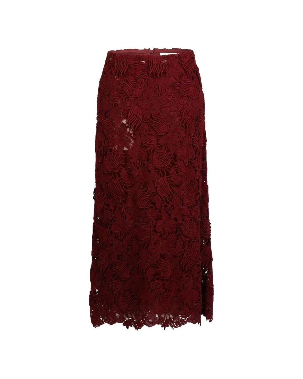 Valentino Garavani Purple Floral-Lace Midi Skirt