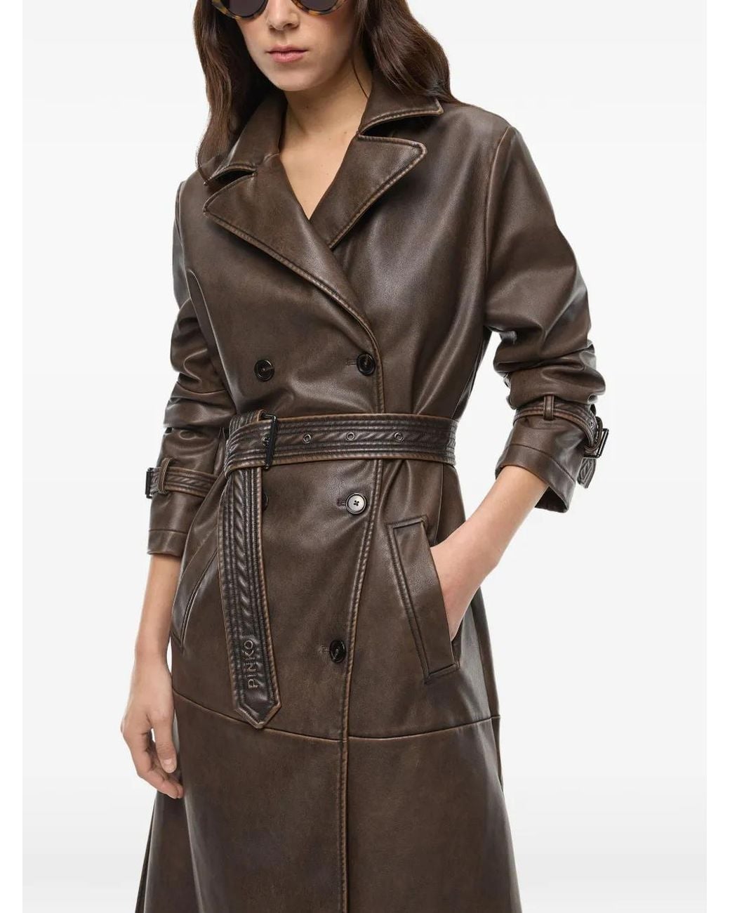 Pinko Brown Trench Coat With Belt