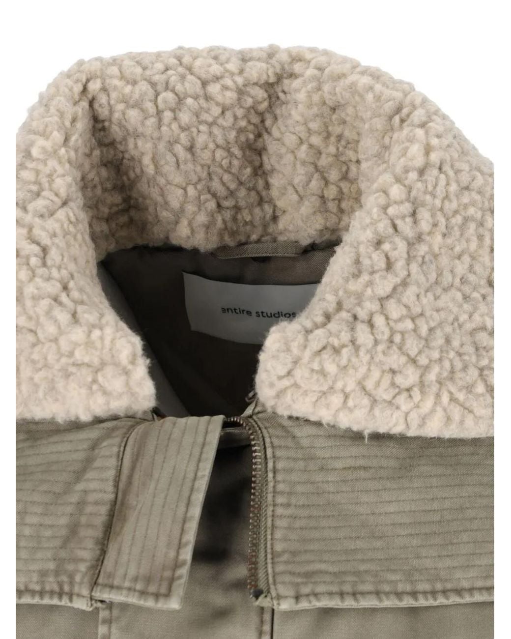 Entire studios Gray Shearling-Collar Corduroy-Panel Jacket for men