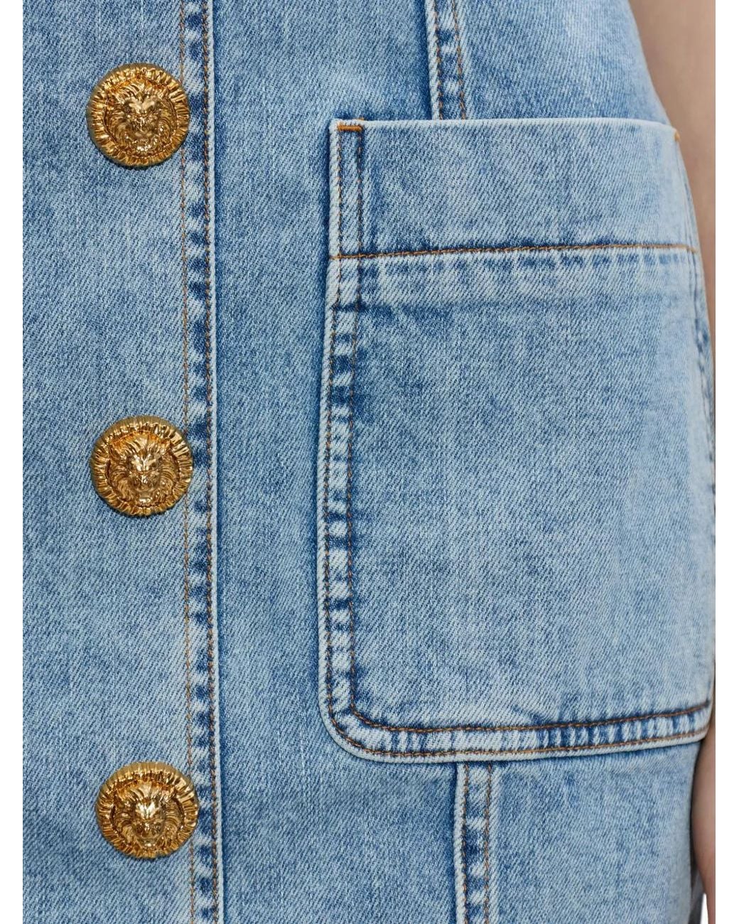 Balmain Blue Button Front Denim Dress