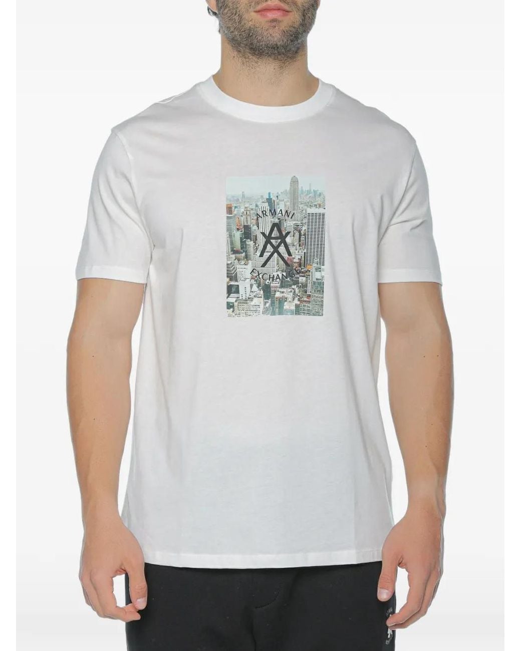 ARMANI EXCHANGE Gray Graphic-Print T-Shirt for men