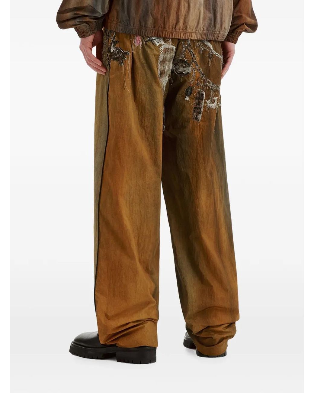 Doublet Natural Embroidered Distressed Trousers for men