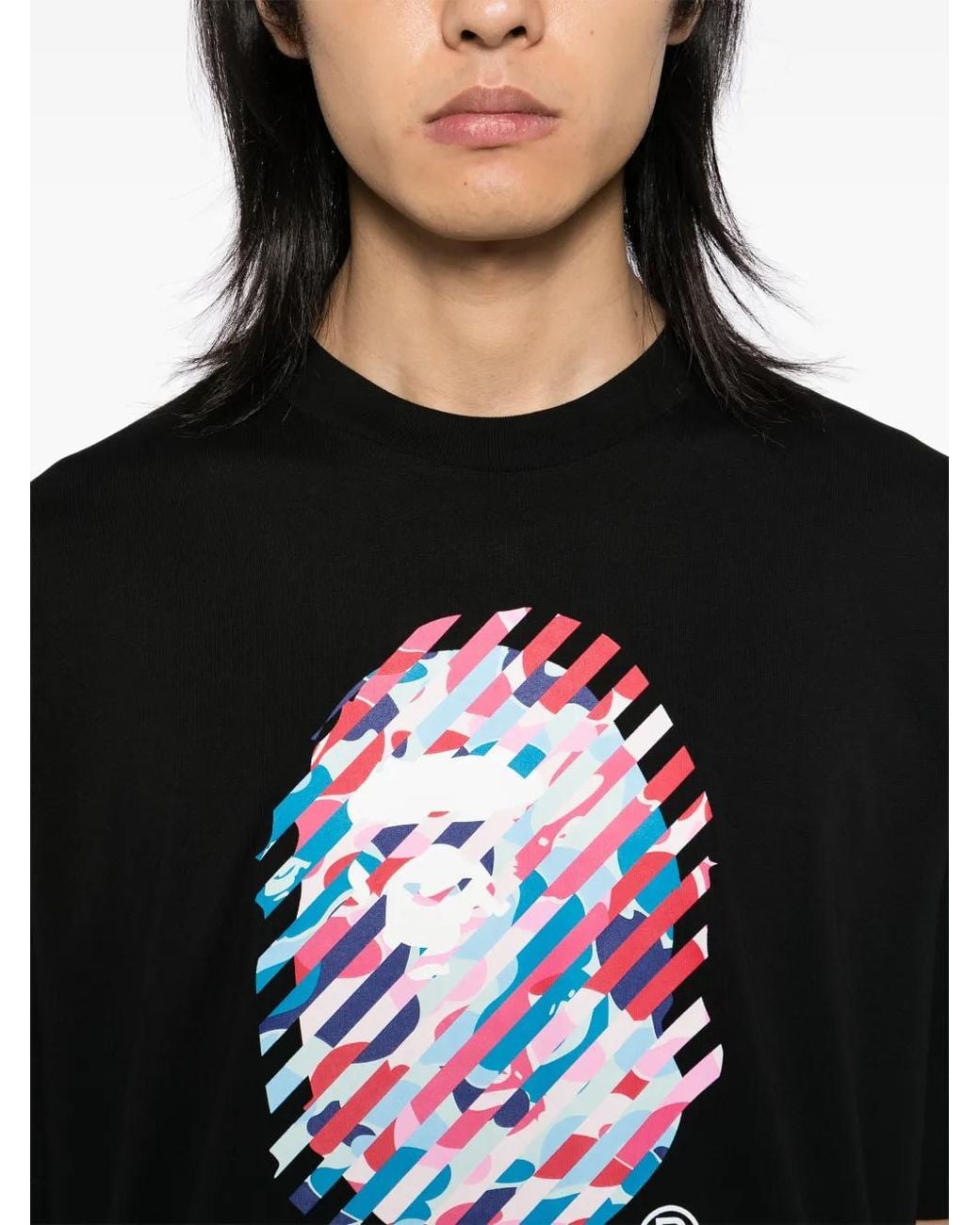 A Bathing Ape Black Abc Camo Illusion Ape Head Relaxed Fit Tee for men