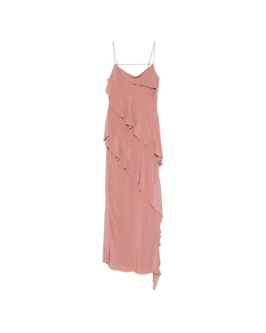 Patrizia Pepe Pink Ruffled Asymmetric Midi Dress