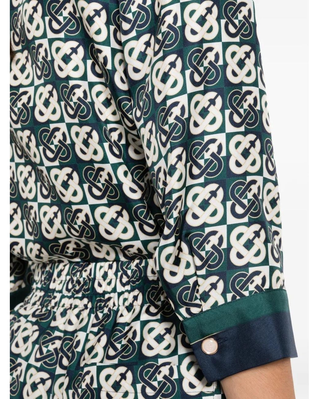 Casablanca Blue Monogram-Print Shirt Pajama