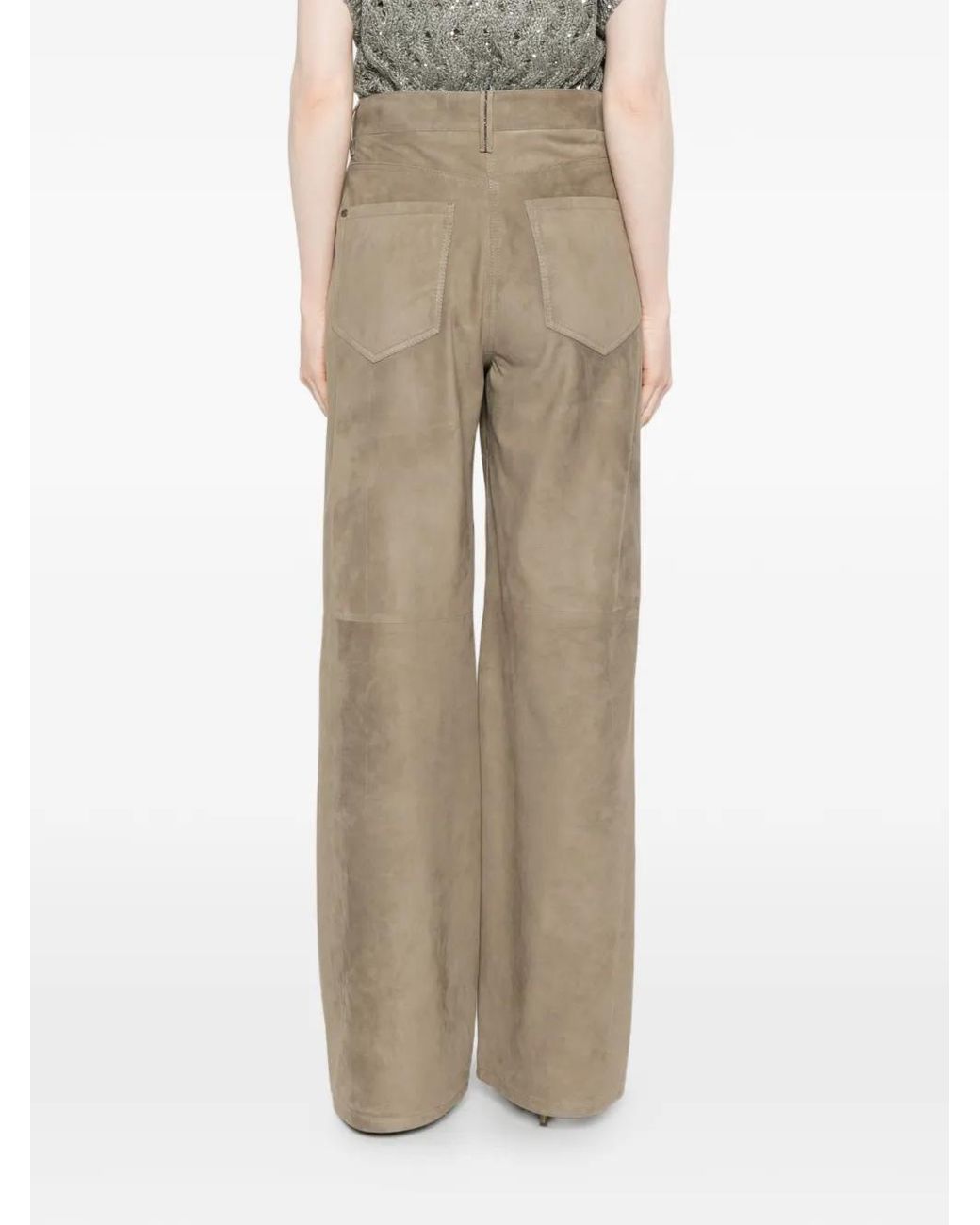 Brunello Cucinelli Natural Leather Trousers