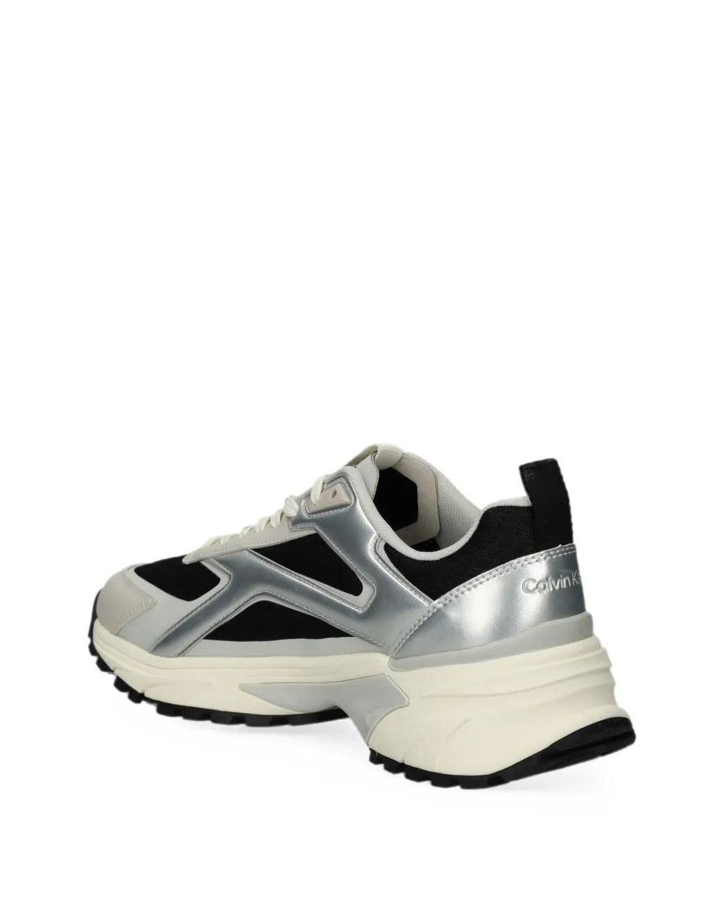 Calvin Klein White Metallic-Effect Panelled Sneakers