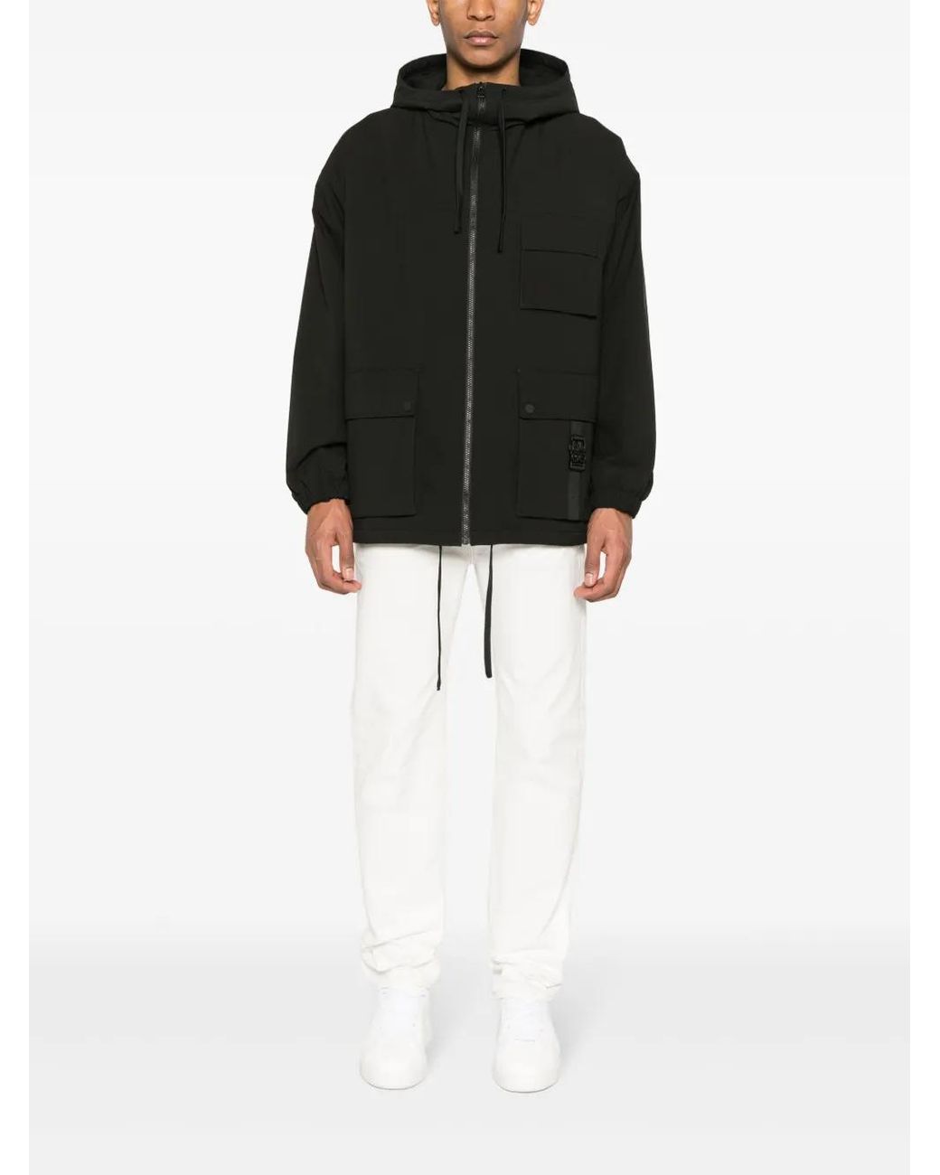 HUGO Black Ripstop Hooded Cargo Jacket for men
