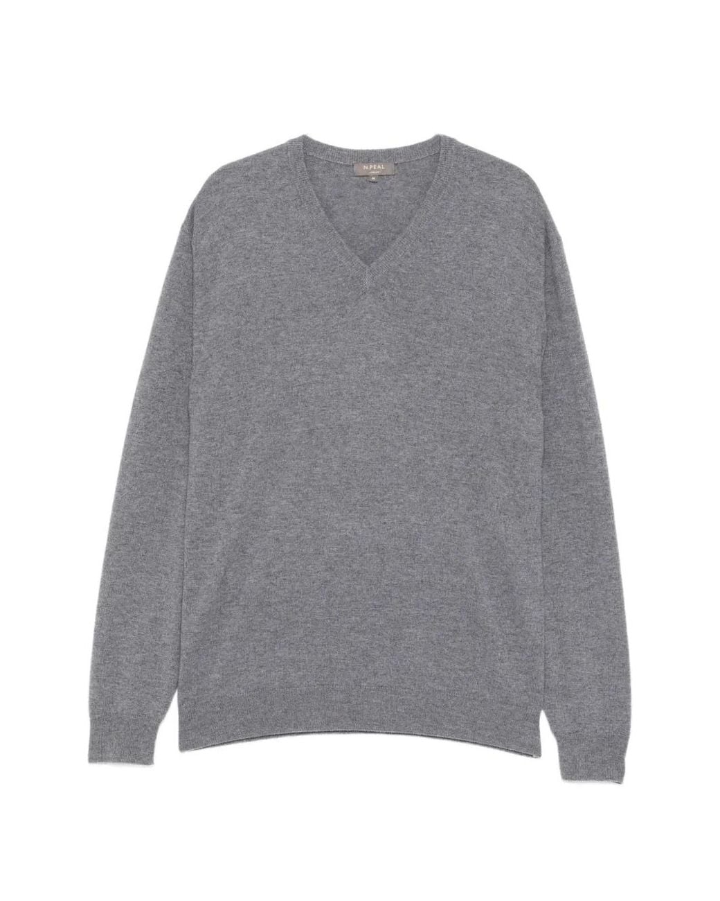 N.Peal Cashmere Gray Burlington V-Neck Jumper for men