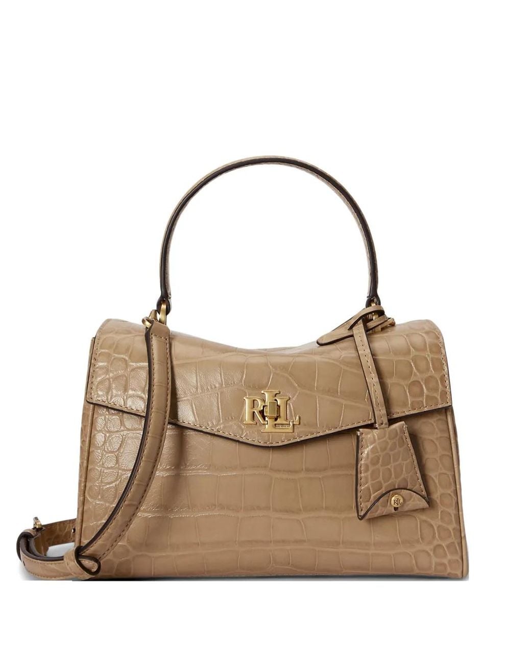 Ralph Lauren Metallic Petit Sac À Main Farrah À Effet Peau De Crocodile