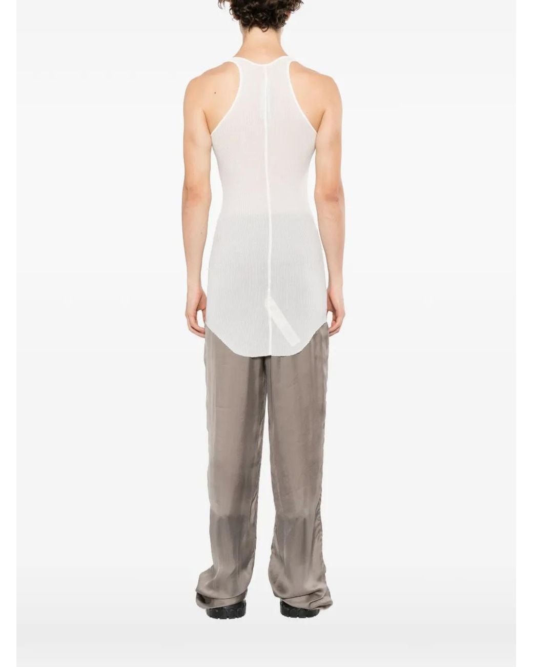 Rick Owens White Basic Ribbed Tank for men