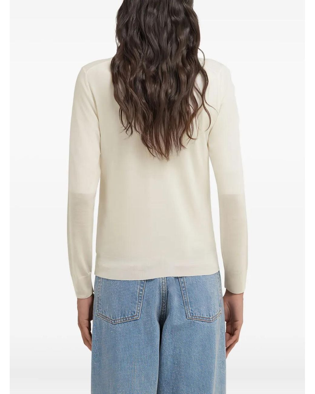 Roberto Cavalli White Wool Button-Front Cardigan
