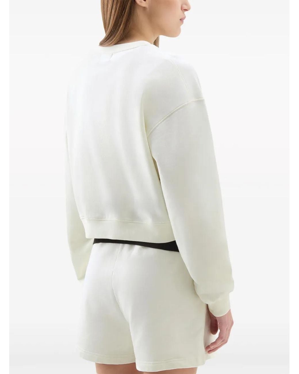 Woolrich White Logo-Embroidered Cotton Sweatshirt