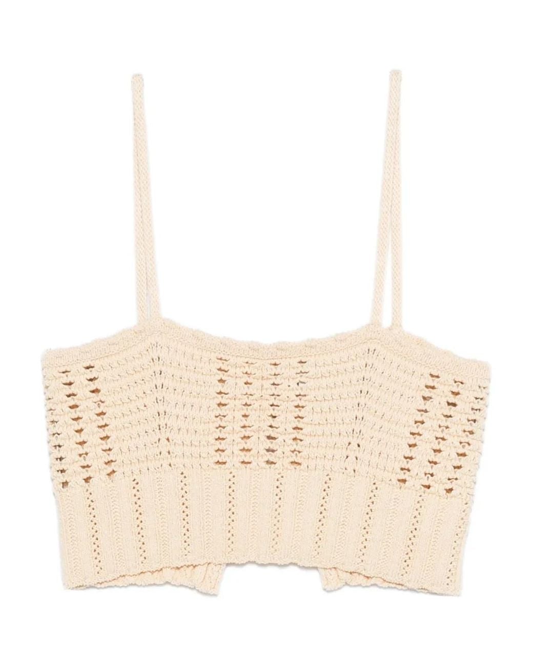 Forte_forte Natural Knitted Crop Top