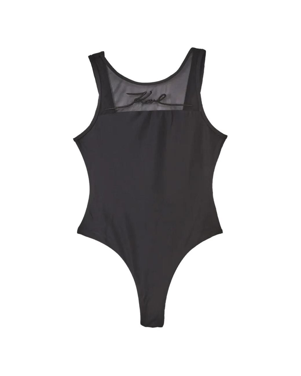 Karl Lagerfeld Black Karl Signature Mesh-Panel Swimsuit
