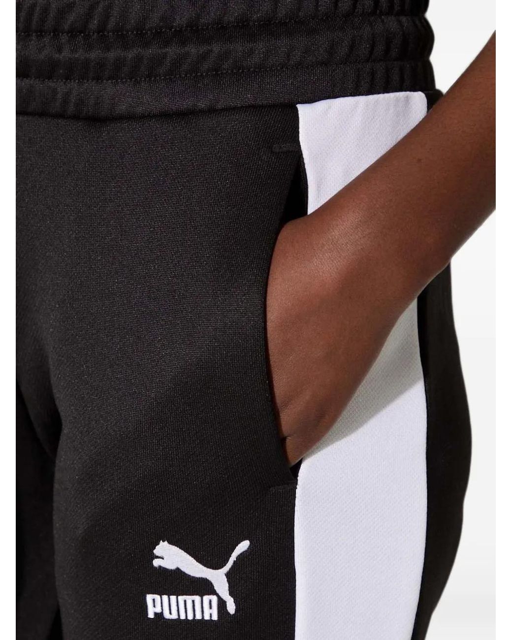 PUMA Black Iconic T7 Side-Stripe Track Pants