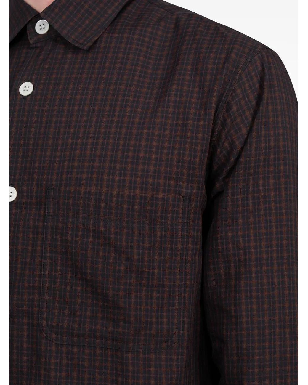 Another Aspect Blue Checked Chest-Pocket Shirt for men