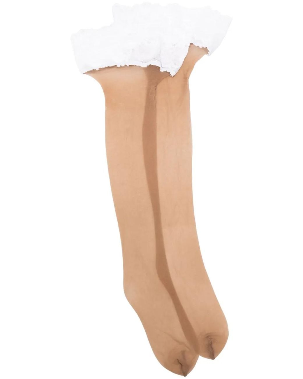 Wolford White Nude 8 Lace Stay-Up