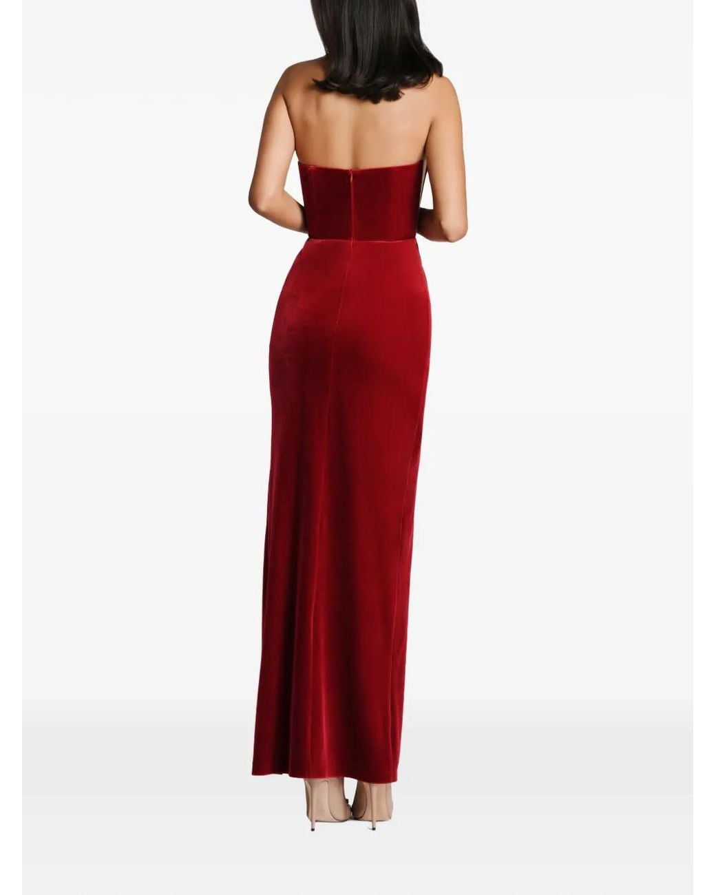 IMROSKA Red 24 Strapless Slit Maxi Dress