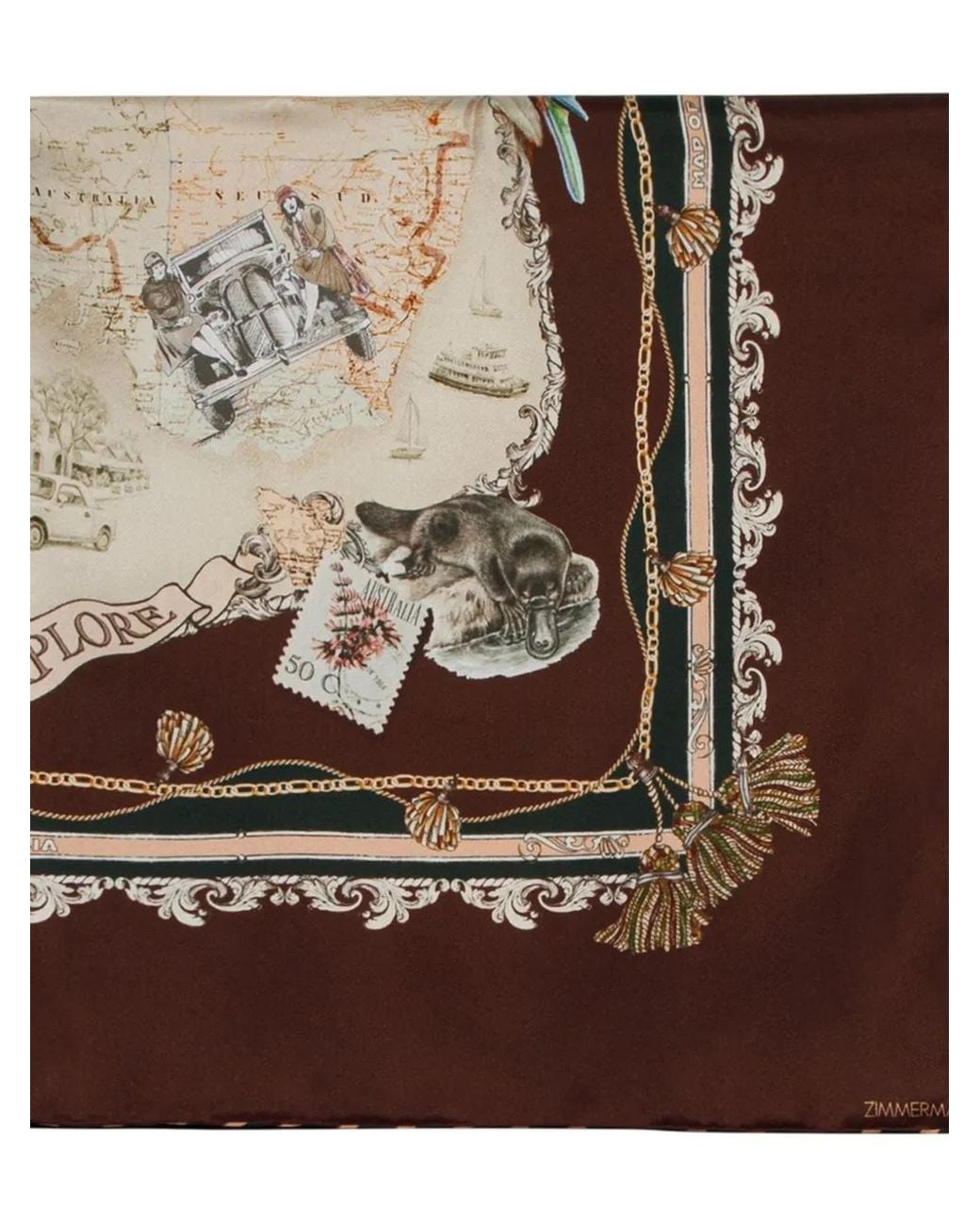Zimmermann Brown Printed Square Scarf