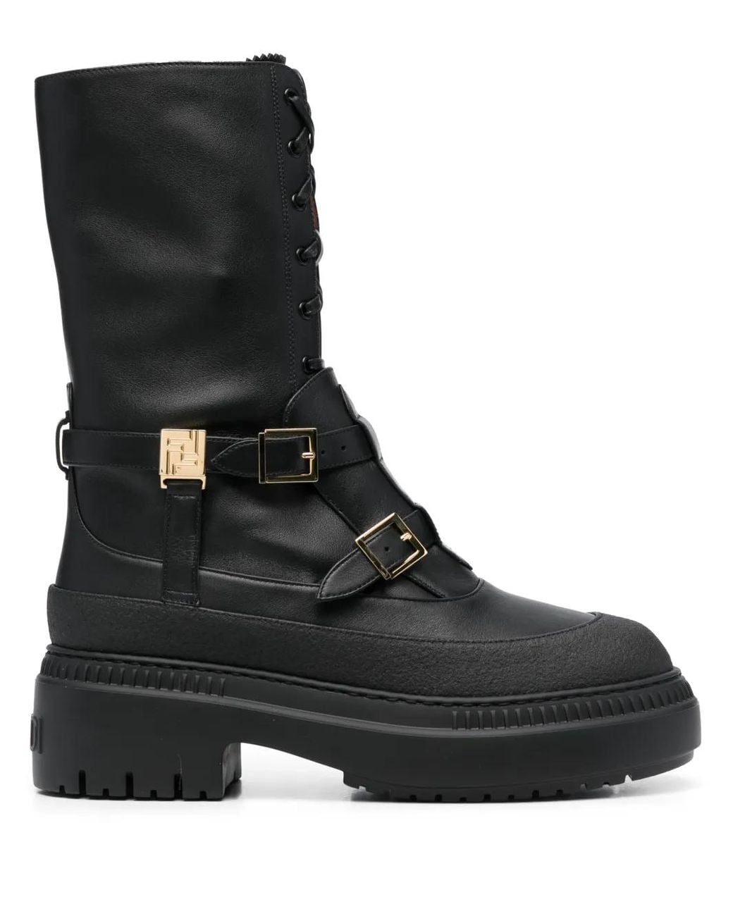 Fendi Black Delfina Leather Biker Boots