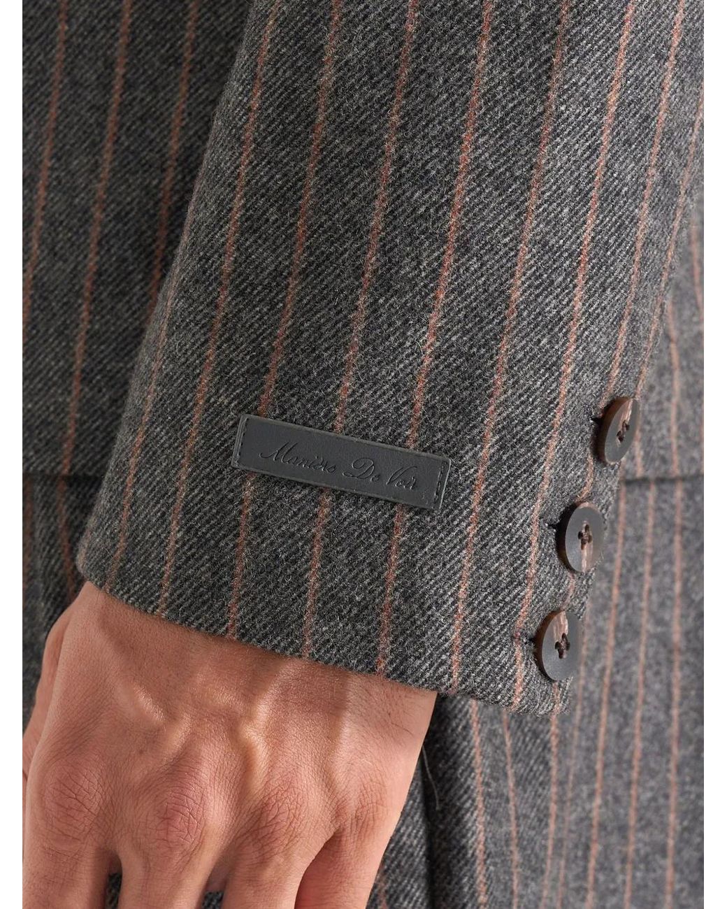 Manière De Voir Gray Blazer Didier À Boutonnière Croisée En Laine À Fines Rayures for men