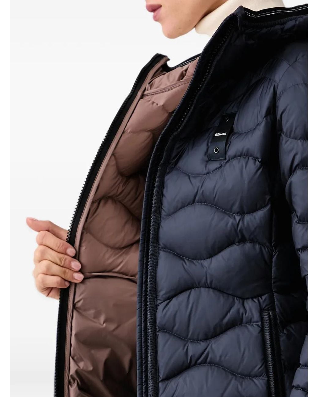 Blauer Golfgewatteerd Jack Met Capuchon in het Black
